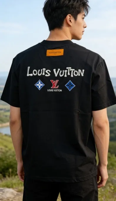 Louis Vuitton/Louis Vuitton 26ss embroidered presbyopic letter short sleeves